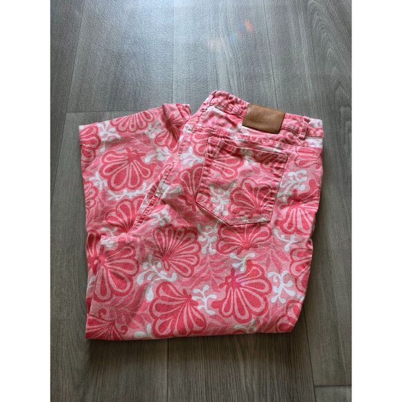Lily Pulitzer Womens Floral Pink & White Capri Pants - Picture 2 of 6